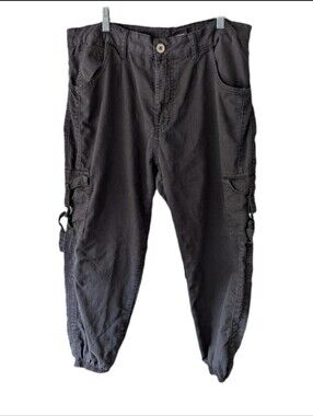 VIP Jeans Black Twill Cargo Joggers D-Ring Strap Elastic Hem Stretch Size 17